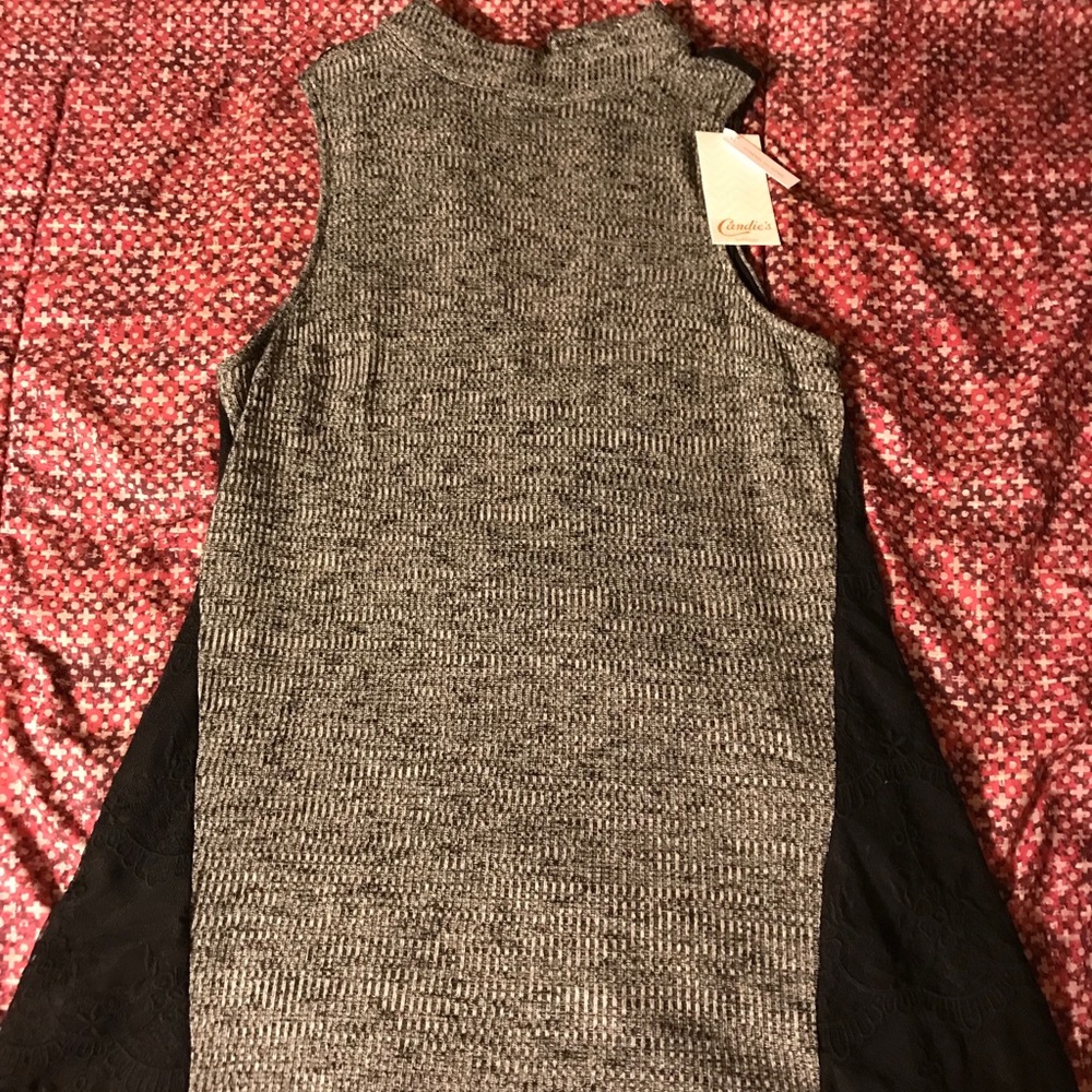 Sleeveless dressy mock high neck